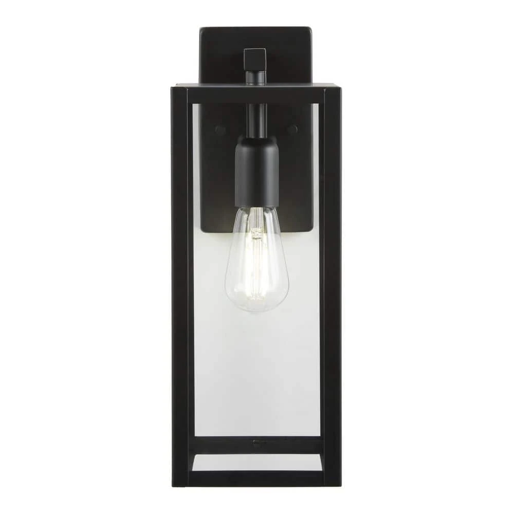 Hampton Bay Hurley Modern 1-Light Matte Black Hardwired Medium Outdoor Wall Lantern Sconce 1 Hampton Bay Hurley Modern 1-Light Matte Black Hardwired Medium Outdoor Wall Lantern Sconce