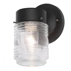 Hampton Bay 1-Light Matte Black Outdoor Jelly-Jar Wall Lantern Sconce -Hampton Bay Shop matte black hampton bay outdoor sconces wb0317 a0 1000