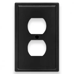 Hampton Bay Sinclair Matte Black 1-Gang Duplex Outlet Wall Plate