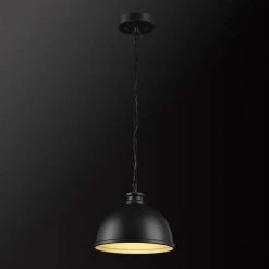 Hampton Bay Talullah 1-Light Matte Black Pendant Lighting with Gold Interior -Hampton Bay Shop matte black hampton bay pendant lights 60953 1f 1000