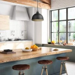 Hampton Bay Talullah 1-Light Matte Black Pendant Lighting with Gold Interior -Hampton Bay Shop matte black hampton bay pendant lights 60953 31 1000