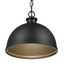 Hampton Bay Talullah 1-Light Matte Black Pendant Lighting with Gold Interior -Hampton Bay Shop matte black hampton bay pendant lights 60953 4f 1000