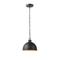 Hampton Bay Talullah 1-Light Matte Black Pendant Lighting with Gold Interior -Hampton Bay Shop matte black hampton bay pendant lights 60953 77 1000