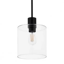 Hampton Bay Sutton Place 1-Light Matte Black Pendant