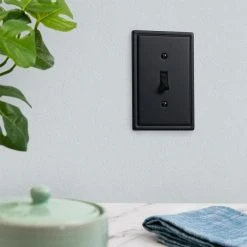 Hampton Bay Sinclair Matte Black 1-Gang Toggle Wall Plate -Hampton Bay Shop matte black hampton bay toggle light switch plates 148tmbhb 4f 1000