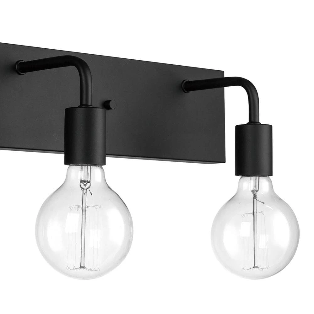 Hampton Bay Northvale 24 in. 3-Light Matte Black Industrial Bathroom Vanity Light 5 Hampton Bay Northvale 24 in. 3-Light Matte Black Industrial Bathroom Vanity Light - Image 5