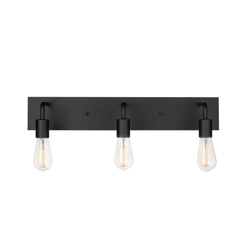 Hampton Bay Northvale 24 in. 3-Light Matte Black Industrial Bathroom Vanity Light 6 Hampton Bay Northvale 24 in. 3-Light Matte Black Industrial Bathroom Vanity Light - Image 6