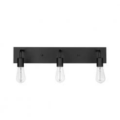 Hampton Bay Northvale 24 in. 3-Light Matte Black Industrial Bathroom Vanity Light