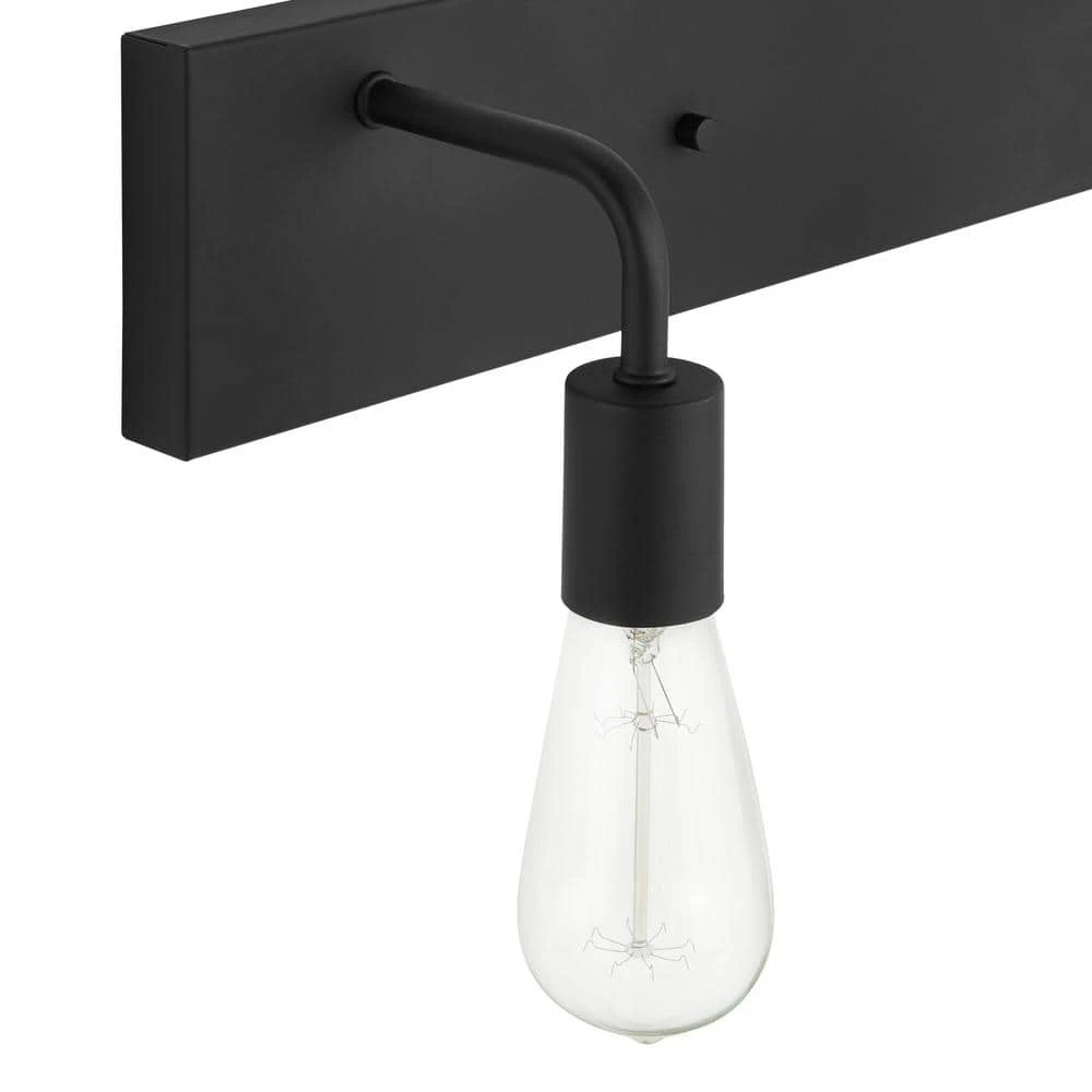 Hampton Bay Northvale 24 in. 3-Light Matte Black Industrial Bathroom Vanity Light 2 Hampton Bay Northvale 24 in. 3-Light Matte Black Industrial Bathroom Vanity Light - Image 2