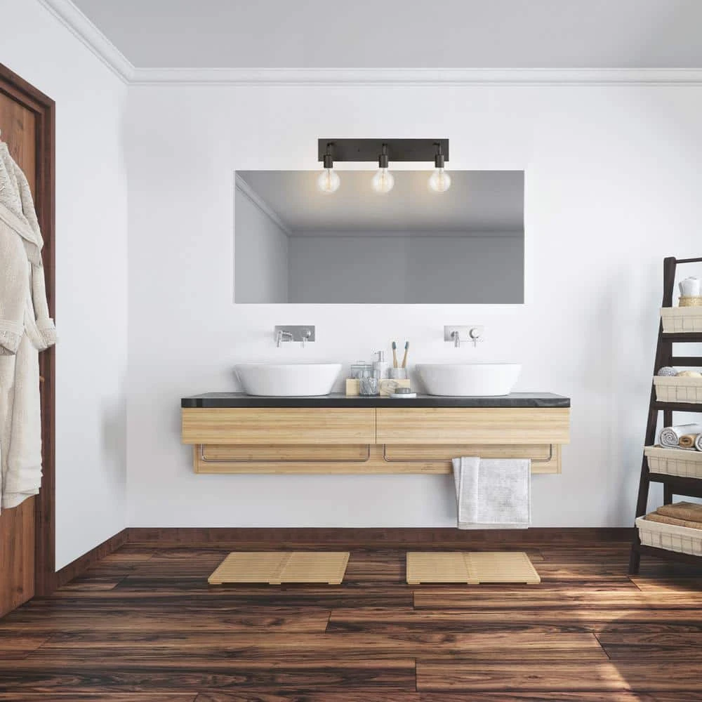 Hampton Bay Northvale 24 in. 3-Light Matte Black Industrial Bathroom Vanity Light 3 Hampton Bay Northvale 24 in. 3-Light Matte Black Industrial Bathroom Vanity Light - Image 3