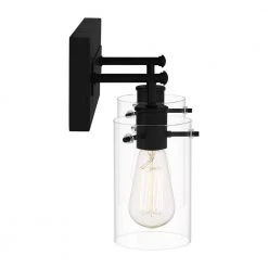 Hampton Bay Regan 12.75 in. 2-Light Matte Black Bathroom Vanity Light with Clear Glass Shades -Hampton Bay Shop matte black hampton bay vanity lighting dshd19574v1 1f 1000