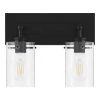 Hampton Bay Regan 12.75 in. 2-Light Matte Black Bathroom Vanity Light with Clear Glass Shades