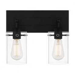 Hampton Bay Regan 12.75 in. 2-Light Matte Black Bathroom Vanity Light with Clear Glass Shades -Hampton Bay Shop matte black hampton bay vanity lighting dshd19574v1 77 1000