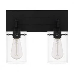 Hampton Bay Regan 12.75 in. 2-Light Matte Black Bathroom Vanity Light with Clear Glass Shades -Hampton Bay Shop matte black hampton bay vanity lighting dshd19574v1 c3 1000