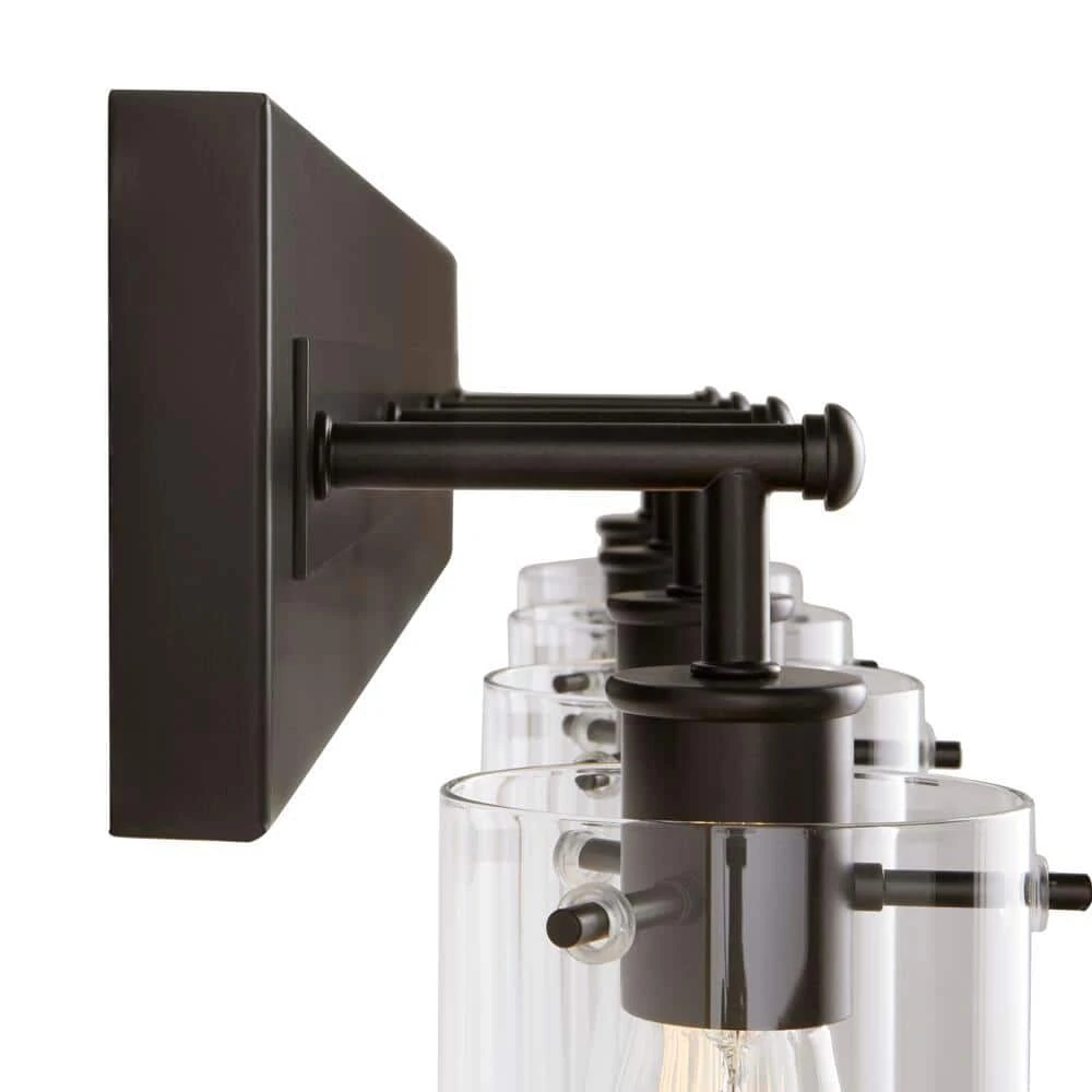 Hampton Bay Regan 29.25 in. 4-Light Matte Black Bathroom Vanity Light with Clear Glass Shades 9 Hampton Bay Regan 29.25 in. 4-Light Matte Black Bathroom Vanity Light with Clear Glass Shades - Image 9