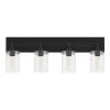 Hampton Bay Regan 29.25 in. 4-Light Matte Black Bathroom Vanity Light with Clear Glass Shades