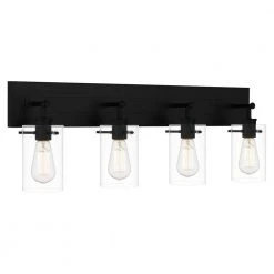 Hampton Bay Regan 29.25 in. 4-Light Matte Black Bathroom Vanity Light with Clear Glass Shades 25 Hampton Bay Regan 29.25 in. 4-Light Matte Black Bathroom Vanity Light with Clear Glass Shades -Hampton Bay Shop matte black hampton bay vanity lighting dshd19574v3 76 1000