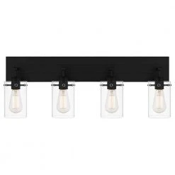 Hampton Bay Regan 29.25 in. 4-Light Matte Black Bathroom Vanity Light with Clear Glass Shades 19 Hampton Bay Regan 29.25 in. 4-Light Matte Black Bathroom Vanity Light with Clear Glass Shades -Hampton Bay Shop matte black hampton bay vanity lighting dshd19574v3 77 1000