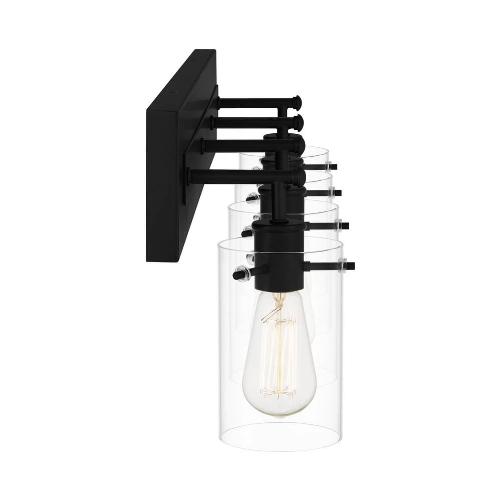 Hampton Bay Regan 29.25 in. 4-Light Matte Black Bathroom Vanity Light with Clear Glass Shades 13 Hampton Bay Regan 29.25 in. 4-Light Matte Black Bathroom Vanity Light with Clear Glass Shades - Image 13