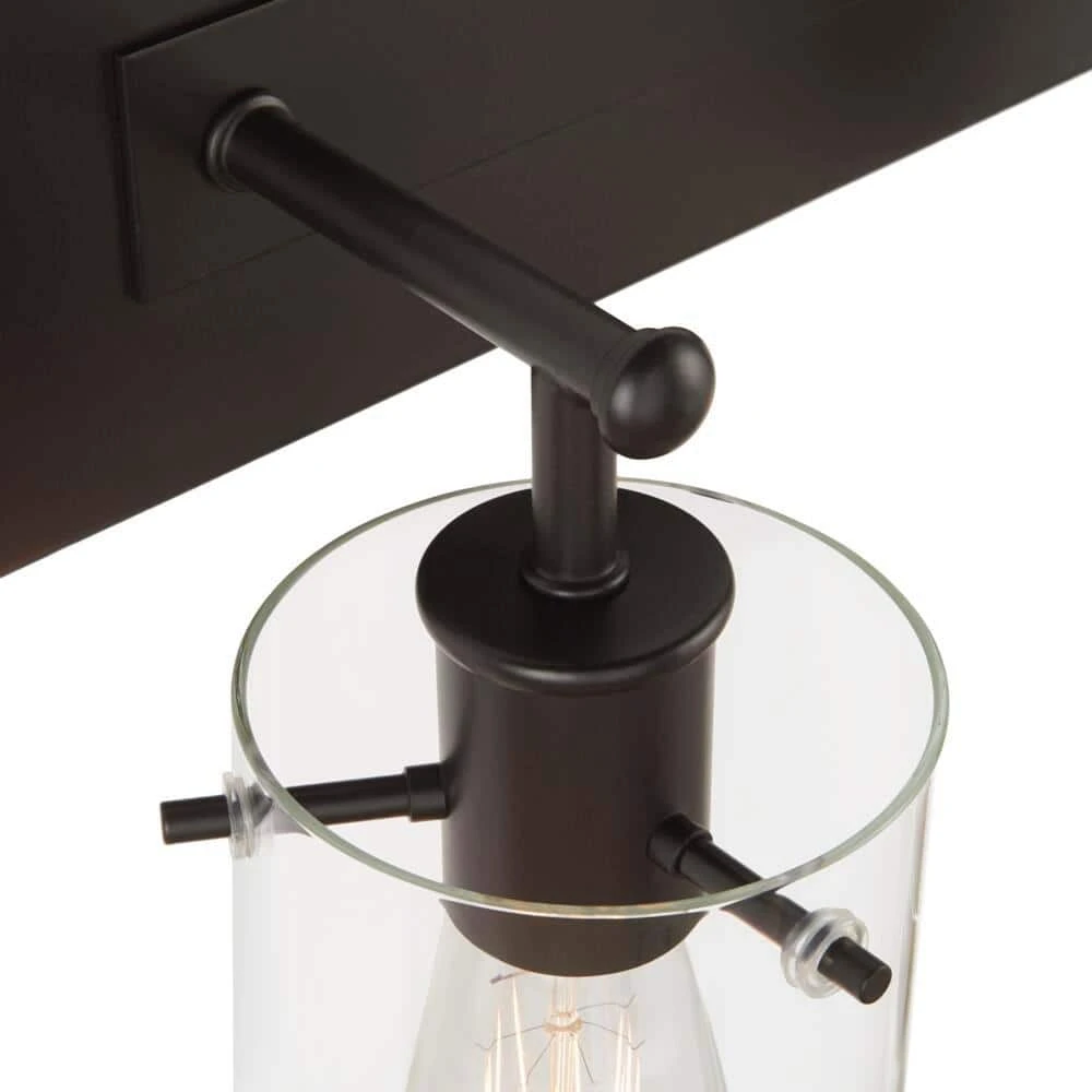 Hampton Bay Regan 29.25 in. 4-Light Matte Black Bathroom Vanity Light with Clear Glass Shades 11 Hampton Bay Regan 29.25 in. 4-Light Matte Black Bathroom Vanity Light with Clear Glass Shades - Image 11