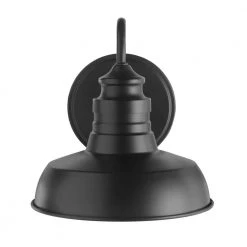 Hampton Bay Elmcroft 7.63 in. 1-Light Matte Black Modern Farmhouse Wall Mount Sconce Light with Metal Shade -Hampton Bay Shop matte black hampton bay vanity lighting hb3670 43 1d 1000