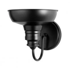 Hampton Bay Elmcroft 7.63 in. 1-Light Matte Black Modern Farmhouse Wall Mount Sconce Light with Metal Shade -Hampton Bay Shop matte black hampton bay vanity lighting hb3670 43 66 1000