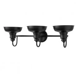 Hampton Bay Elmcroft 29 in. 3-Light Matte Black Modern Farmhouse Bathroom Vanity Light with Metal Shades -Hampton Bay Shop matte black hampton bay vanity lighting hb3672 43 1d 1000