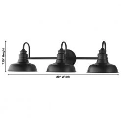 Hampton Bay Elmcroft 29 in. 3-Light Matte Black Modern Farmhouse Bathroom Vanity Light with Metal Shades -Hampton Bay Shop matte black hampton bay vanity lighting hb3672 43 31 1000