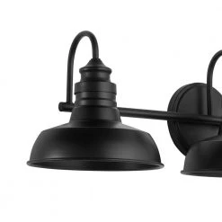 Hampton Bay Elmcroft 29 in. 3-Light Matte Black Modern Farmhouse Bathroom Vanity Light with Metal Shades -Hampton Bay Shop matte black hampton bay vanity lighting hb3672 43 66 1000