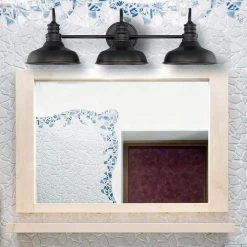 Hampton Bay Elmcroft 29 in. 3-Light Matte Black Modern Farmhouse Bathroom Vanity Light with Metal Shades -Hampton Bay Shop matte black hampton bay vanity lighting hb3672 43 d4 1000