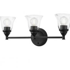 Hampton Bay Marsden 23.5 in. 3-Light Matte Black Transitional Bathroom Vanity Light with Clear Glass Shades -Hampton Bay Shop matte black hampton bay vanity lighting hb3677 43 1d 1000
