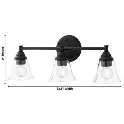 Hampton Bay Marsden 23.5 in. 3-Light Matte Black Transitional Bathroom Vanity Light with Clear Glass Shades -Hampton Bay Shop matte black hampton bay vanity lighting hb3677 43 31 1000