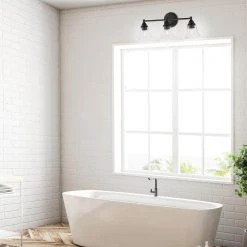 Hampton Bay Marsden 23.5 in. 3-Light Matte Black Transitional Bathroom Vanity Light with Clear Glass Shades -Hampton Bay Shop matte black hampton bay vanity lighting hb3677 43 40 1000