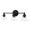Hampton Bay Marsden 23.5 in. 3-Light Matte Black Transitional Bathroom Vanity Light with Clear Glass Shades
