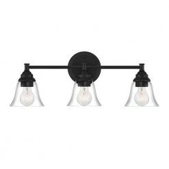 Hampton Bay Marsden 23.5 in. 3-Light Matte Black Transitional Bathroom Vanity Light with Clear Glass Shades -Hampton Bay Shop matte black hampton bay vanity lighting hb3677 43 c3 1000