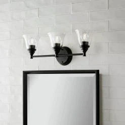 Hampton Bay Marsden 23.5 in. 3-Light Matte Black Transitional Bathroom Vanity Light with Clear Glass Shades -Hampton Bay Shop matte black hampton bay vanity lighting hb3677 43 fa 1000