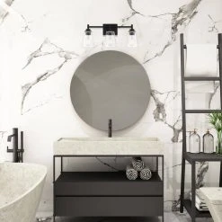 Hampton Bay Wakefield 22 in. 3-Light Matte Black Modern Wall Mount Sconce Light with Clear Glass Shades -Hampton Bay Shop matte black hampton bay vanity lighting hb3681 43 40 1000