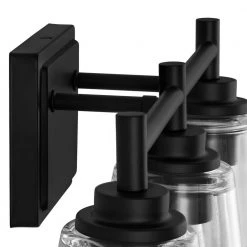 Hampton Bay Wakefield 22 in. 3-Light Matte Black Modern Wall Mount Sconce Light with Clear Glass Shades -Hampton Bay Shop matte black hampton bay vanity lighting hb3681 43 66 1000