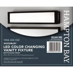 Hampton Bay Woodbury 24.6 in. 1-Light Matte Black Integrated LED Bathroom Vanity Light Bar with Frosted Acrylic Shade 19 Hampton Bay Woodbury 24.6 in. 1-Light Matte Black Integrated LED Bathroom Vanity Light Bar with Frosted Acrylic Shade -Hampton Bay Shop matte black hampton bay vanity lighting iqp1301lx 07 bk 1f 1000