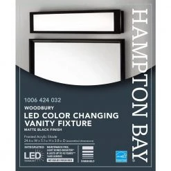 Hampton Bay Woodbury 24.6 in. 1-Light Matte Black Integrated LED Bathroom Vanity Light Bar with Frosted Acrylic Shade 18 Hampton Bay Woodbury 24.6 in. 1-Light Matte Black Integrated LED Bathroom Vanity Light Bar with Frosted Acrylic Shade -Hampton Bay Shop matte black hampton bay vanity lighting iqp1301lx 07 bk 4f 1000