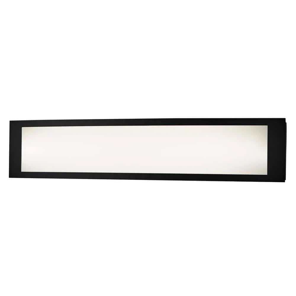 Hampton Bay Woodbury 24.6 in. 1-Light Matte Black Integrated LED Bathroom Vanity Light Bar with Frosted Acrylic Shade 1 Hampton Bay Woodbury 24.6 in. 1-Light Matte Black Integrated LED Bathroom Vanity Light Bar with Frosted Acrylic Shade