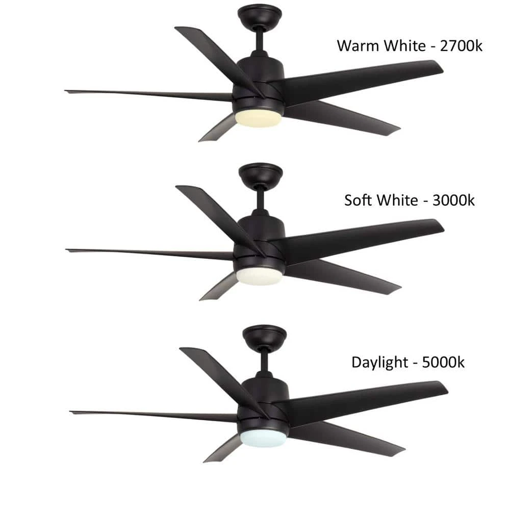 Hampton Bay Mena 54 in. White Color Changing Integrated LED Indoor/Outdoor Matte Black Ceiling Fan with Light Kit and Remote Control 5 Hampton Bay Mena 54 in. White Color Changing Integrated LED Indoor/Outdoor Matte Black Ceiling Fan with Light Kit and Remote Control - Image 5
