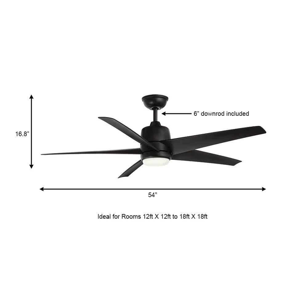 Hampton Bay Mena 54 in. White Color Changing Integrated LED Indoor/Outdoor Matte Black Ceiling Fan with Light Kit and Remote Control 4 Hampton Bay Mena 54 in. White Color Changing Integrated LED Indoor/Outdoor Matte Black Ceiling Fan with Light Kit and Remote Control - Image 4