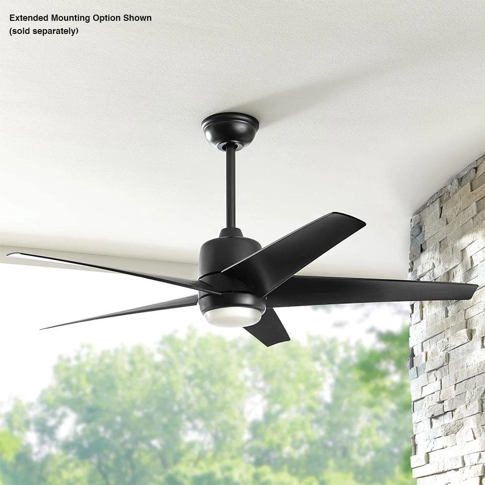 Hampton Bay Mena 54 in. White Color Changing Integrated LED Indoor/Outdoor Matte Black Ceiling Fan with Light Kit and Remote Control 2 Hampton Bay Mena 54 in. White Color Changing Integrated LED Indoor/Outdoor Matte Black Ceiling Fan with Light Kit and Remote Control - Image 2