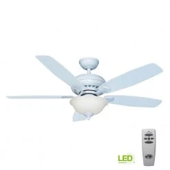Hampton Bay Southwind 52 in. Indoor LED Matte White Ceiling Fan with 5 Reversible Blades, Light Kit, Downrod and Remote Control -Hampton Bay Shop matte white hampton bay ceiling fans with lights 52372 c3 1000