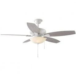 Hampton Bay North Pond 52 in. Indoor/Outdoor LED Matte White Ceiling Fan with Light Kit, Reversible Motor and Reversible Blades -Hampton Bay Shop matte white hampton bay ceiling fans with lights 59216 31 1000
