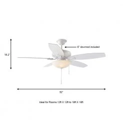 Hampton Bay North Pond 52 in. Indoor/Outdoor LED Matte White Ceiling Fan with Light Kit, Reversible Motor and Reversible Blades -Hampton Bay Shop matte white hampton bay ceiling fans with lights 59216 a0 1000