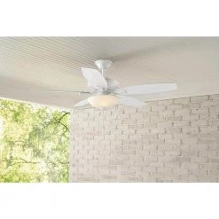 Hampton Bay North Pond 52 in. Indoor/Outdoor LED Matte White Ceiling Fan with Light Kit, Reversible Motor and Reversible Blades -Hampton Bay Shop matte white hampton bay ceiling fans with lights 59216 c3 1000