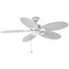 Hampton Bay Lillycrest 52 in. Indoor/Outdoor Matte White Ceiling Fan with Downrod and Reversible Motor; Light Kit Adaptable
