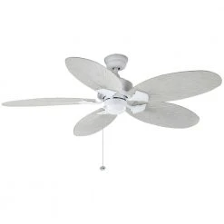 Hampton Bay Lillycrest 52 in. Indoor/Outdoor Matte White Ceiling Fan with Downrod and Reversible Motor; Light Kit Adaptable
